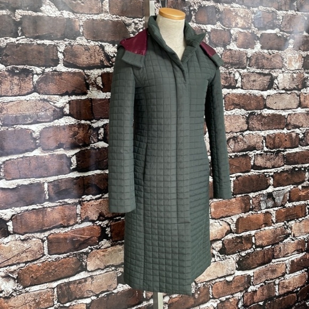 Armani Exchange Quilted Coat - Dark Green and Burgundy - Picture 2 of 7